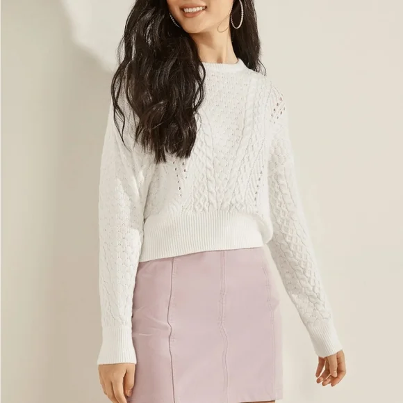 GUESS "Braya" Cable Knit Sweater - Picture 1 of 6